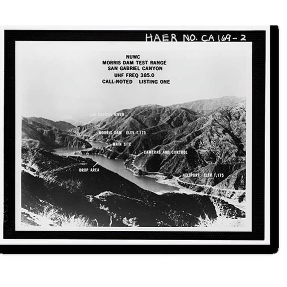 Historic Print, Variable Angle Launcher Complex, CA State Highway 39 at Morris Reservior, Azusa vicinity, Los Angeles County, CA - 2, 16" x 20"