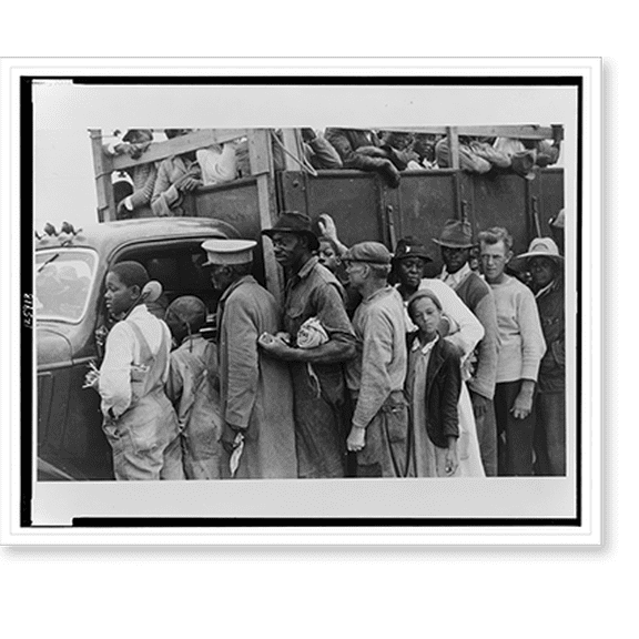Historic Print, Vegetable workers, migrants, waiting after work to be paid. Near Homestead, Florida, 16" x 20"