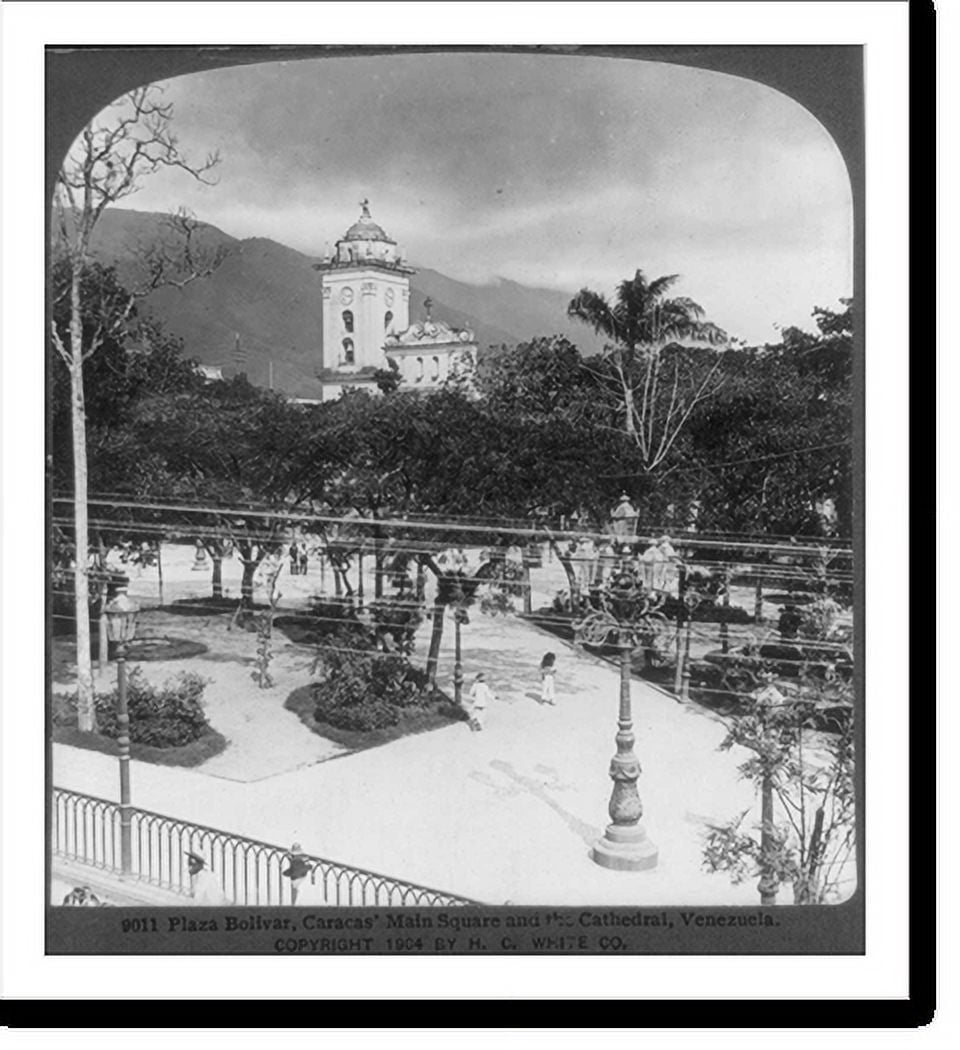 Historic Print, Venezuela Plaza Bolivar, Caracas' main square and the