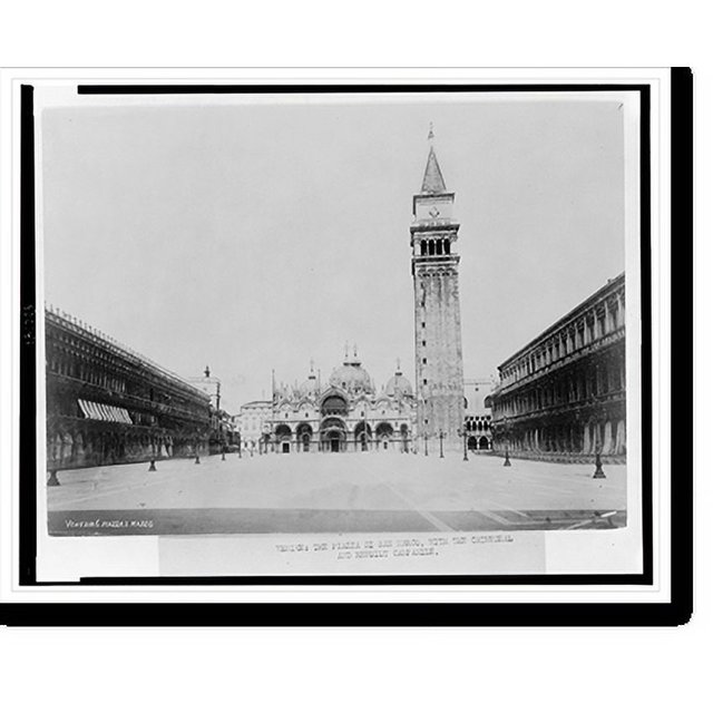 Historic Print, Venice The Piazza di San Marco, with the cathedral and
