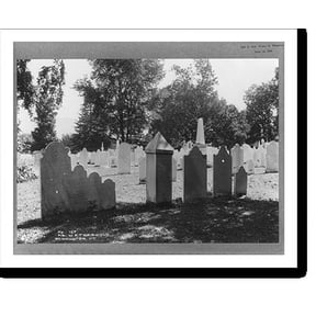 Historic Print, Vermont. Bennington. Quaint tombstones, 18" x 24"