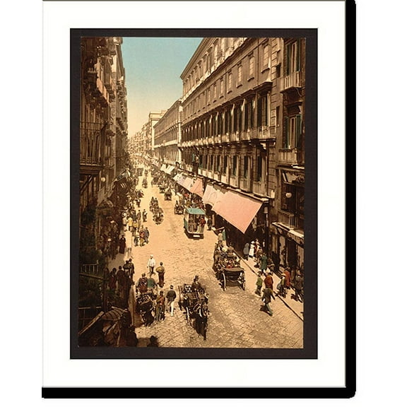 Historic Print, Via Roma Naples Italy, 16" x 20"