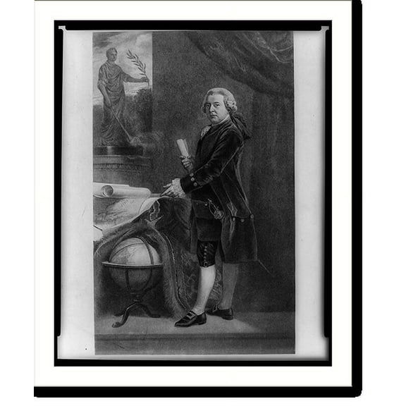 Historic Print, [Vice-President John Adams, full-length portrait, standing next to globe, facing left, holding document], 18" x 24"