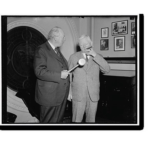 Historic Print, Vice President gets another gavel. Washington, D.C., March 25. Another gavel to add to this varied collection was presented to Vice President Garner today by Senator Pat…16" x 20"
