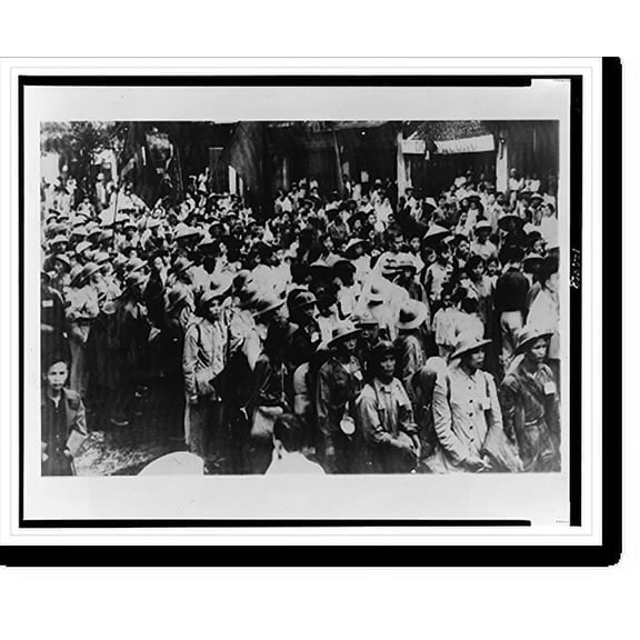 Historic Print, Vietminh troops march into Hanoi, 16" x 20"