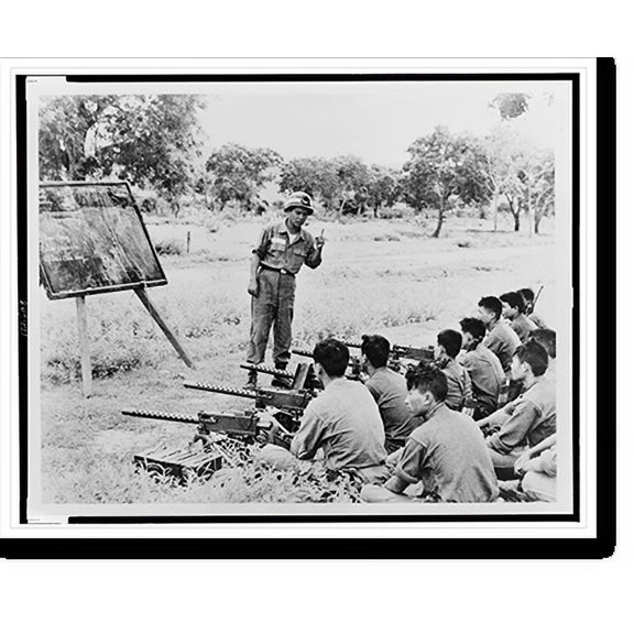 Historic Print, [Vietnamese Civil Guard troops receiving training lecture on the use of Browning light machine gun in Song Mao, Vietnam], 18" x 24"