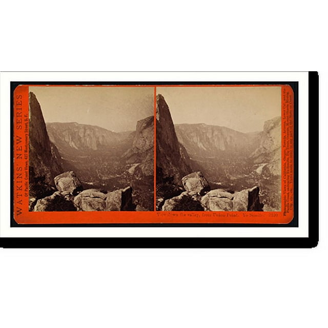 Historic Print, View down the valley from Union Point Yosemite., 16" x