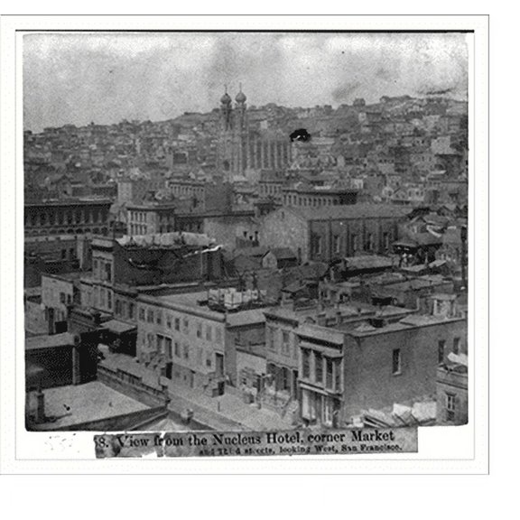 Historic Print, View from the Nucleus Hotel, corner Market and Third Streets, looking West, San Francisco, 18" x 24"