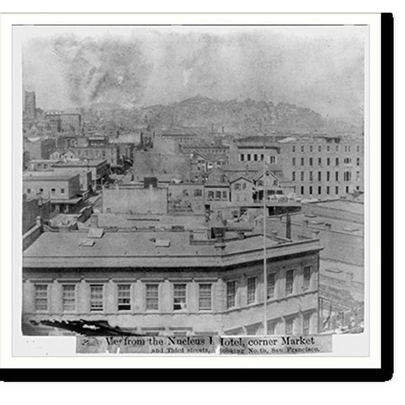Historic Print, View from the Nucleus hotel, Corner Market & 3rd Streets, looking north, San Francisco, 18" x 24"