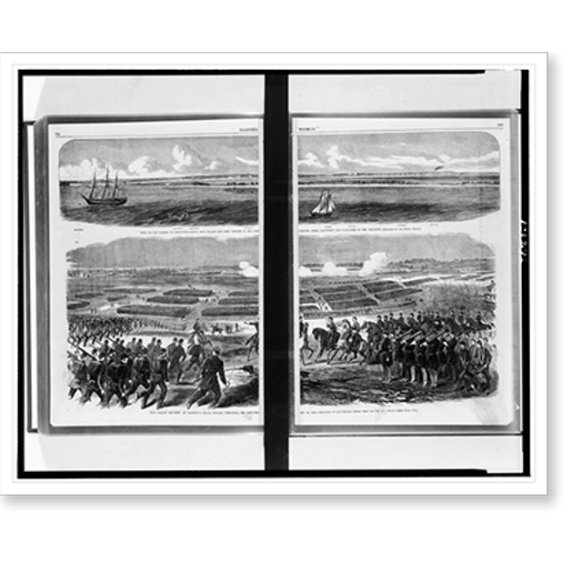 Historic Print, View of the harbor of Pensacola. Santa Rosa Island and