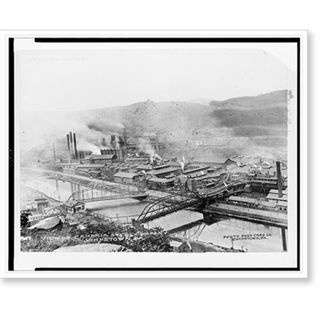 Historic Print, View of Cambria Steel Company, Johnstown, Pa., 16" x 20