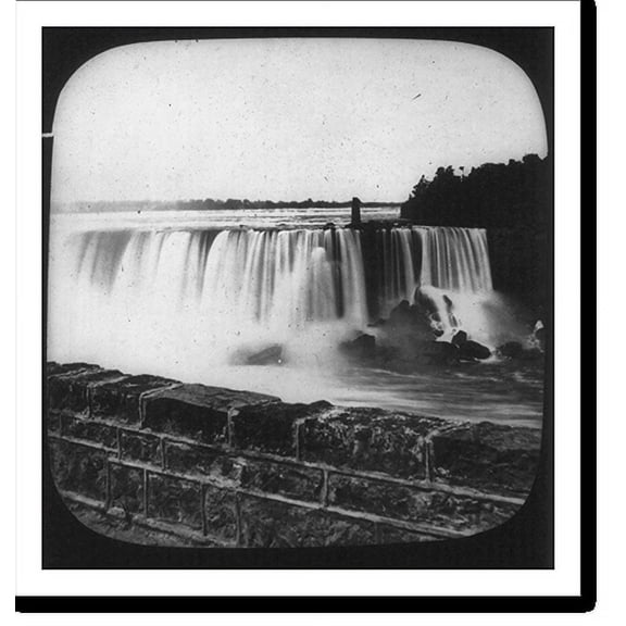Historic Print, [View of Niagara Falls, with stone wall in foregrd.], 16" x 20"