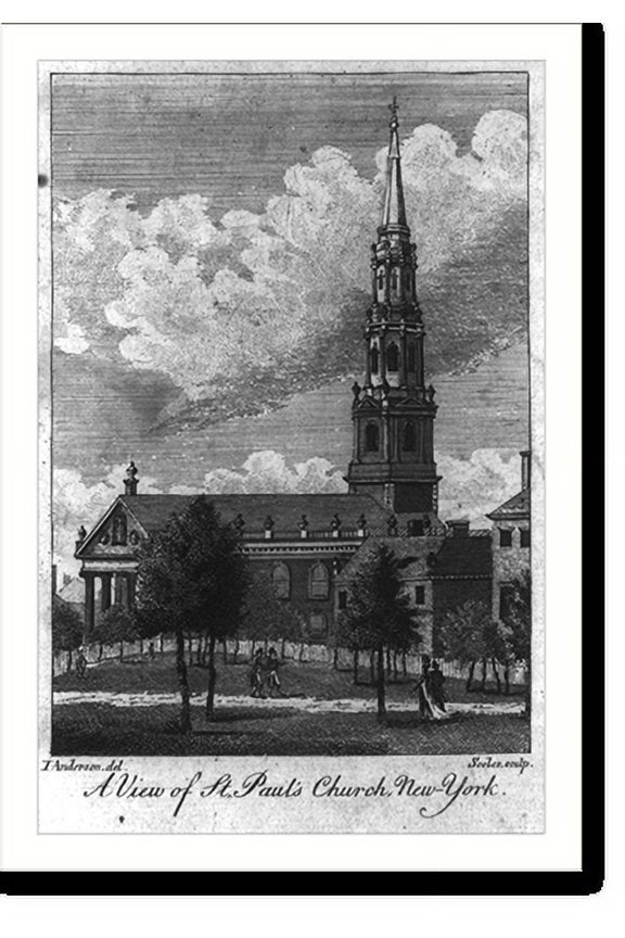 Historic Print, View of St. Paul's Church, New York, 16" x 20"