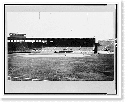 Historic Print, [View of baseball field, with bleachers in background ...
