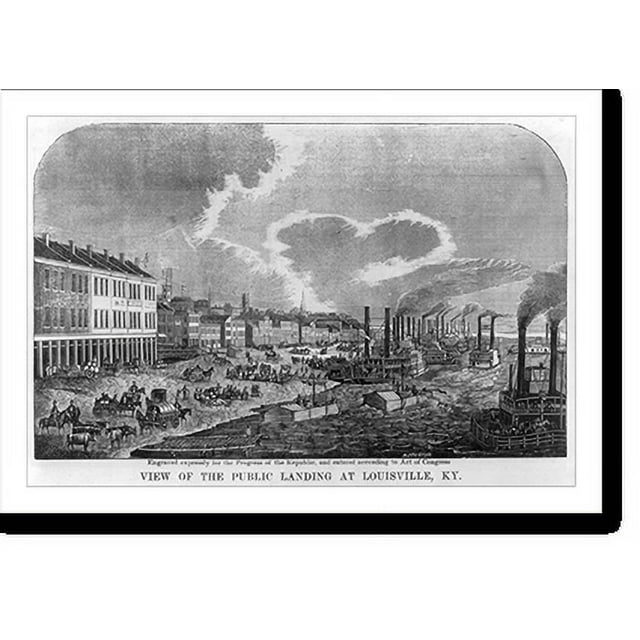 Historic Print, View of the Public Landing at Louisville, Ky., 16" x 20