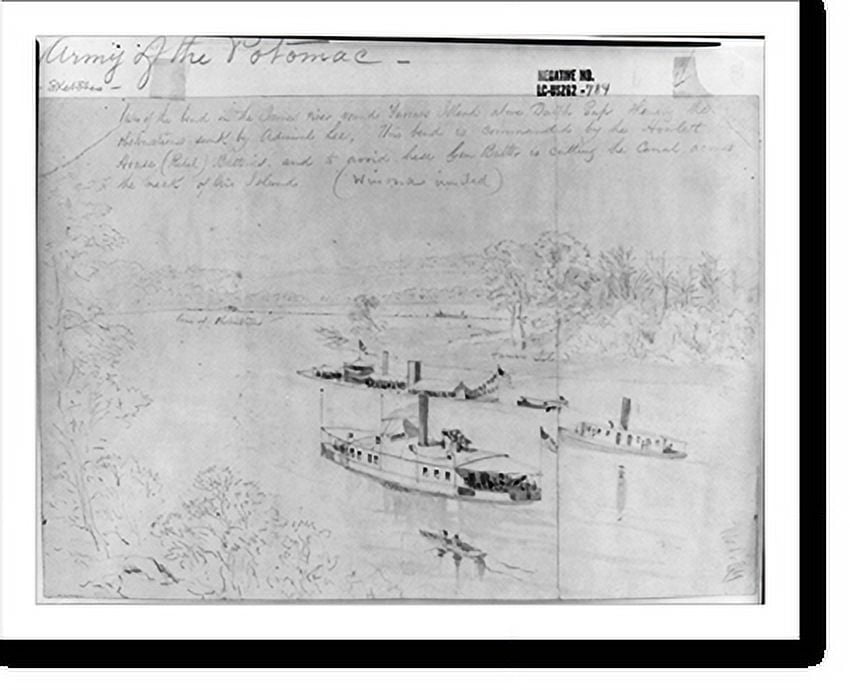 Historic Print, View of the bend in the James river round Farrars