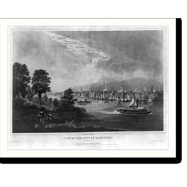Historic Print, View of the city of Hartford Connecticut, 18" x 24