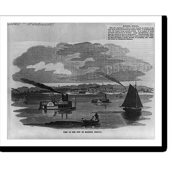 Historic Print, View of the city of Madison, Indiana, 16" x 20"