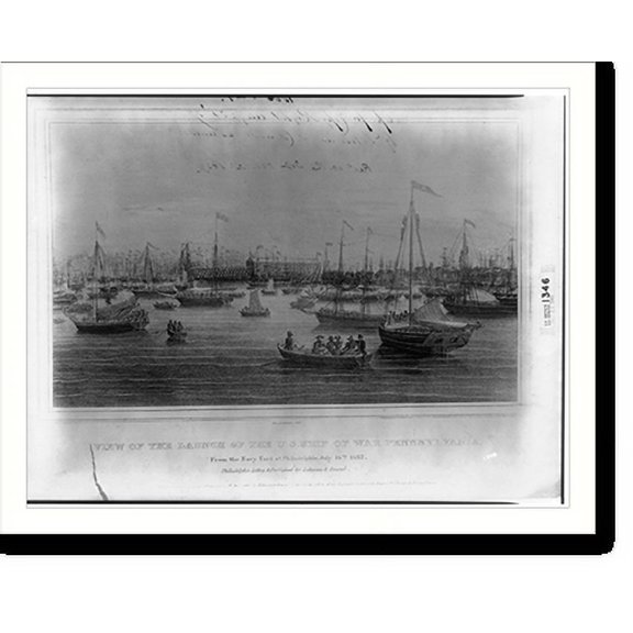 Historic Print, View of the launch of the U.S. ship of war Pennsylvania, 16" x 20"