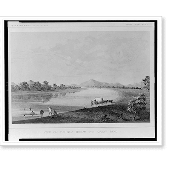 Historic Print, View on the Gila below the Great Bend, 18" x 24"