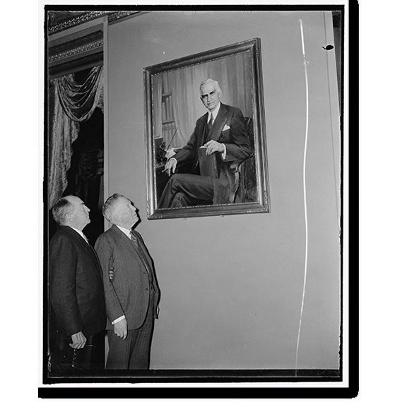 Historic Print, View portrait of late speaker. Washington, D.C., Nov. 12. A portrait of the late Speaker of the House Joseph W. Byrns was hung at the Capitol for the first time today. T...18" x 24"