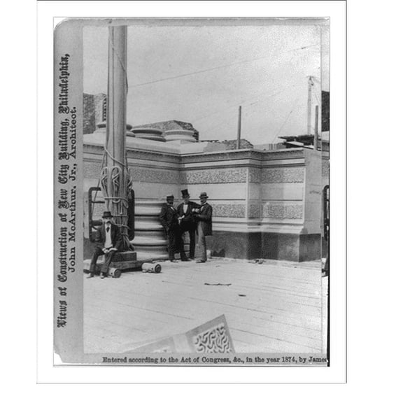 Historic Print, Views of construction of New City Building, Philadelphia, John McArthur, Jr., architect. Views of construction of sub-basement, 16" x 20"