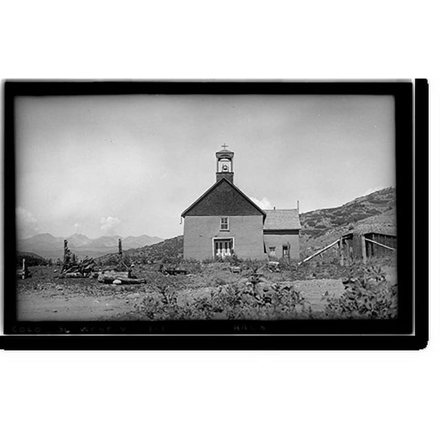 Historic Print, Vigil Plaza, Church, Weston vicinity, Las Animas County