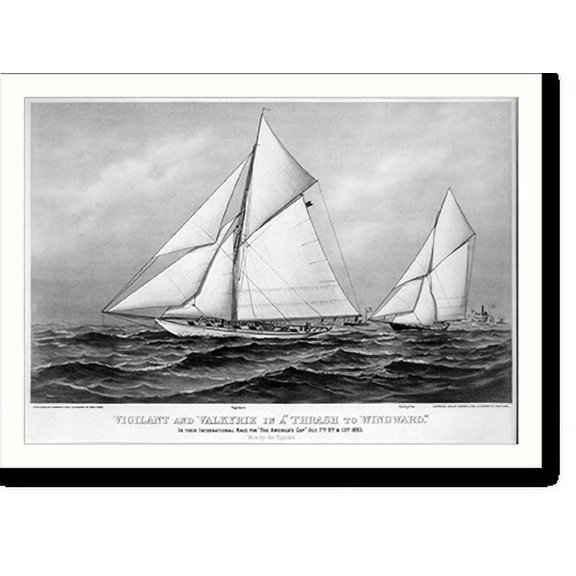 Historic Print, Vigilant and Valkyrie in a thrash to windward": in their international race for "The America's Cup" Oct. 7th, 9th. & 13th. 1893", 16" x 20"