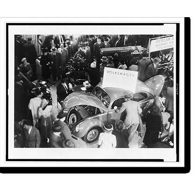 Historic Print, [Volkswagen automobile on display, at the German