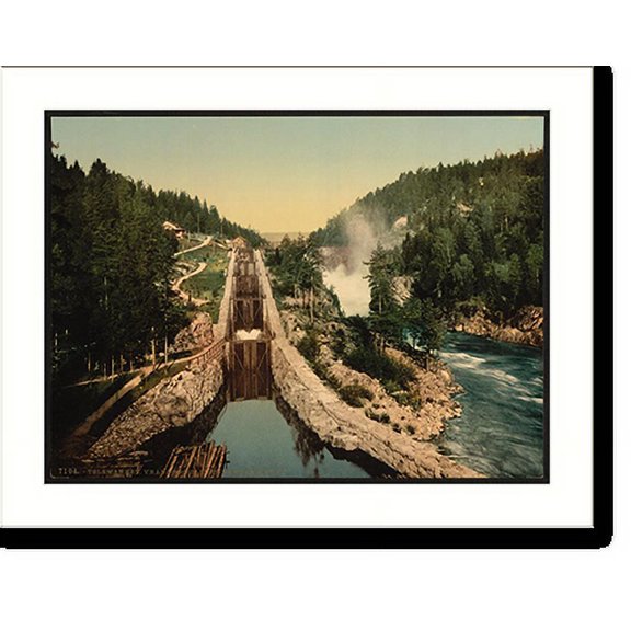 Historic Print, Vuangfos Lock Bandak Canal Telemarken (i.e Telemark) Norway, 16" x 20"