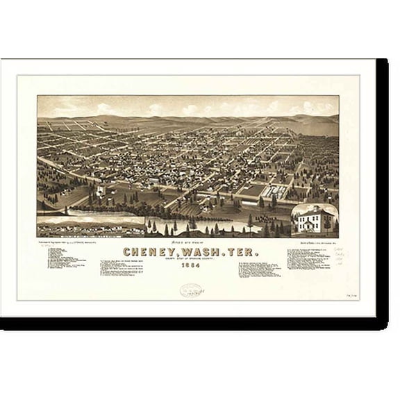 Historic Print, WA Cheney 1884 MAP, 16" x 20"