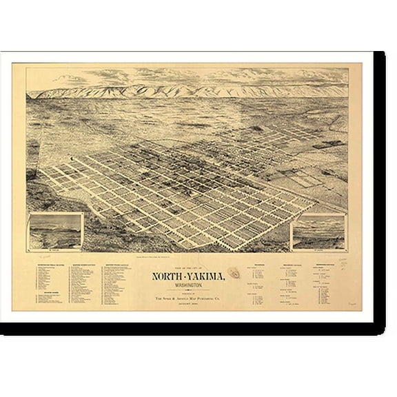 Historic Print, WA North Yakima 1889 MAP, 18" x 24"
