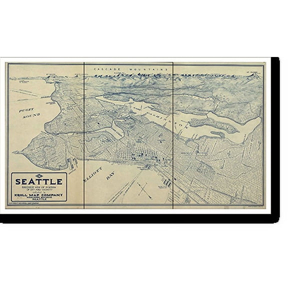 Historic Print, WA Seattle 1925 MAP, 16" x 20"