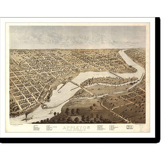 Historic Print, WI Appleton 1867 MAP, 16" x 20"
