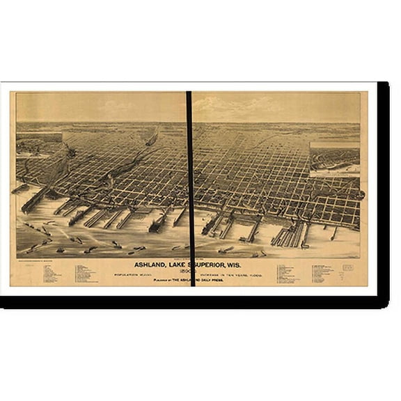 Historic Print, WI Ashland 1890 MAP, 16" x 20"