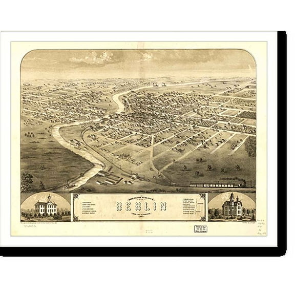 Historic Print, WI Berlin 1867 MAP, 16" x 20"