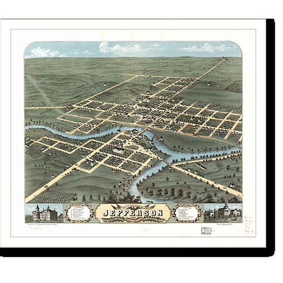 Historic Print, WI Jefferson 1870 MAP, 18" x 24"