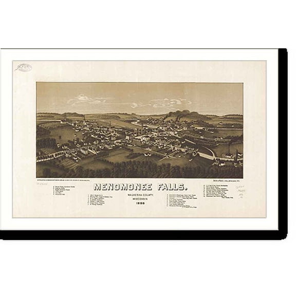 Historic Print, WI Menomonee 1886 MAP, 16" x 20"