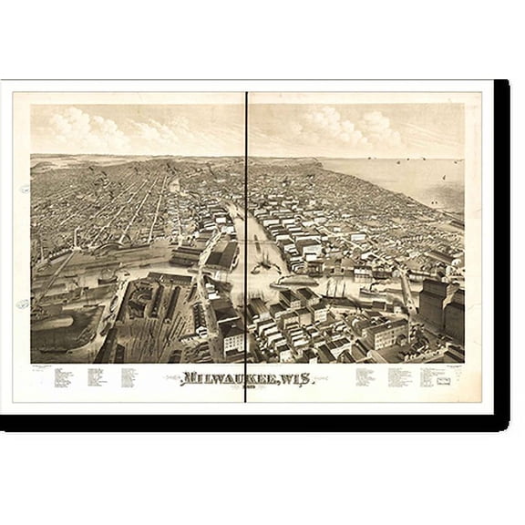 Historic Print, WI Milwaukee 1879 MAP, 16" x 20"