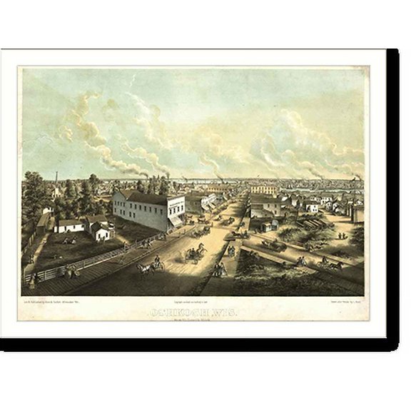 Historic Print, WI Oshkosh 1867 MAP, 16" x 20"