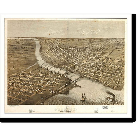 Historic Print, WI Oshkosh MAP, 16" x 20"