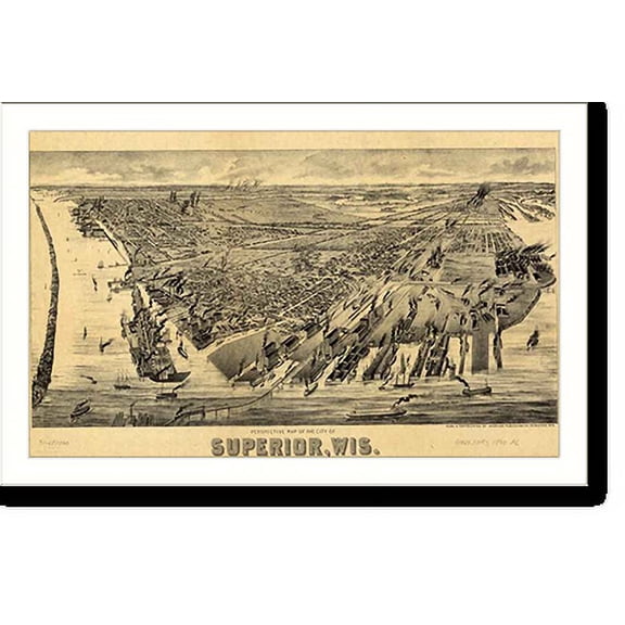 Historic Print, WI Superior 1890 MAP, 18" x 24"