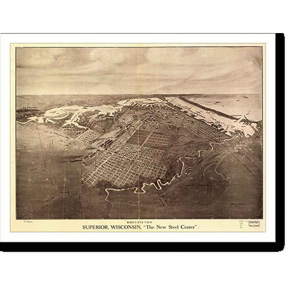 Historic Print, WI Superior 1913 MAP, 16" x 20"