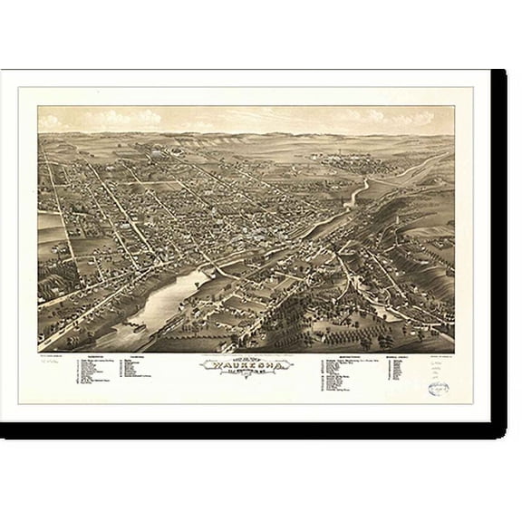 Historic Print, WI Waukesha 1880 MAP, 16" x 20"