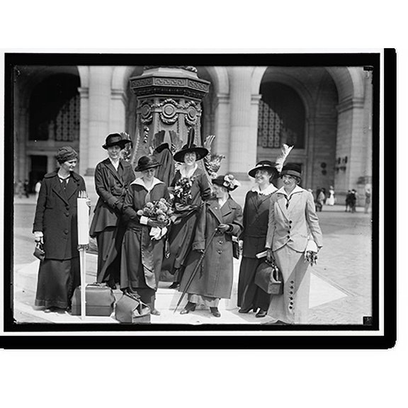 Historic Print, WOMAN SUFFRAGE. FIRST GROUP IN POLITICAL CAMPAIGN: ROSE WINSLOW, LUCY BURNS, TO CALIFORNIA; DORIS STEVENS, RUTH ASTOR NOYES, TO COLORADO; ANNA McGUE TO WASHINGTON; JANE ...18" x 24"