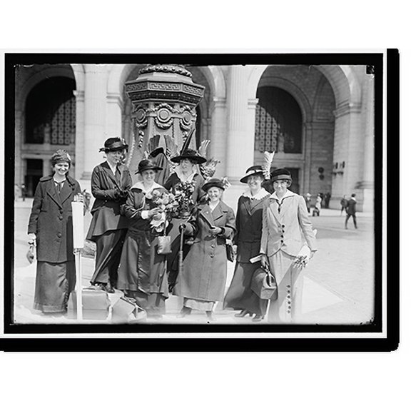 Historic Print, WOMAN SUFFRAGE. FIRST GROUP IN POLITICAL CAMPAIGN: ROSE WINSLOW, LUCY BURNS, TO CALIFORNIA; DORIS STEVENS, RUTH ASTOR NOYES, TO COLORADO; ANNA McGUE TO WASHINGTON; JANE ...18" x 24"