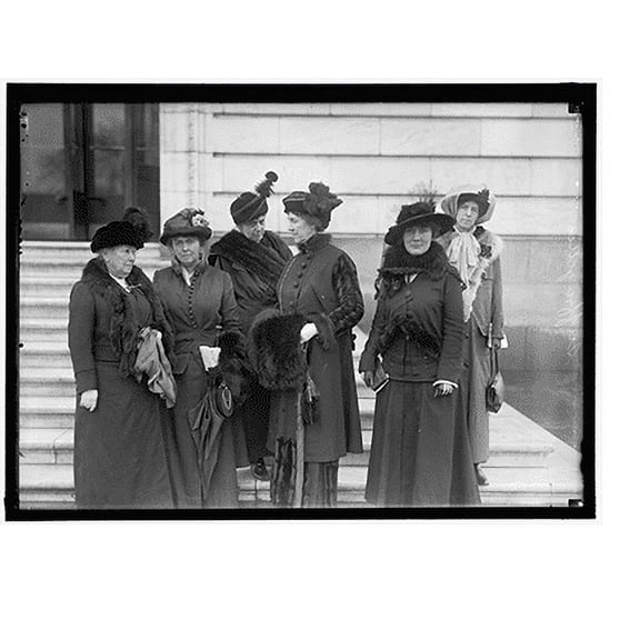 Historic Print, WOMAN SUFFRAGE. WOMAN VOTERS ASK HOUSE OF REPRESENTATIVES FOR ACTION ON AMENDMENT.MRS. WILLIAM KENT, CALIFORNIA, 2ND FROM LEFT; MRS. S. B. M. YOUNG,4TH FROM LEFT; ISABEL…16" x 20"