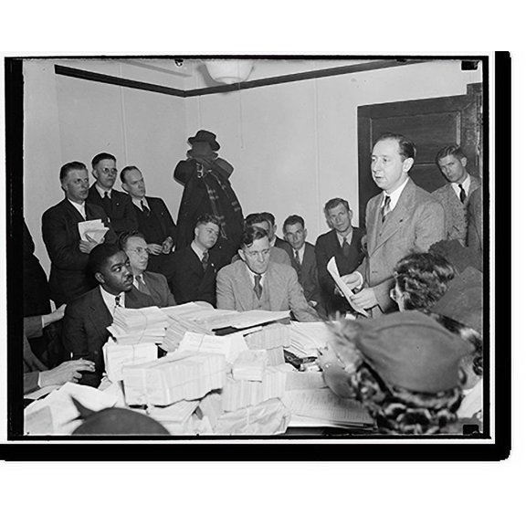 Historic Print, WPA workers protest relief cuts. Washington, D.C., Dec. 15. WPA workers from 26 states, head by David Lasser, President of the Workers Alliance, today protested to Assis…16" x 20"