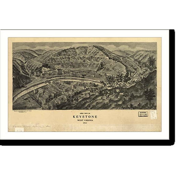 Historic Print, WV Keystone 1911 MAP, 16" x 20"