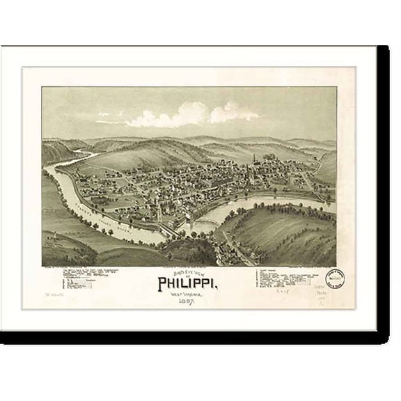 Historic Print, WV Philippi 1897 MAP, 16" x 20"
